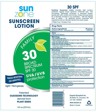 Can Label - SunZone Family Lotion
